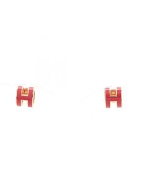 Hermes Mini Pop H Pierced Earrings Gold #297030H83B